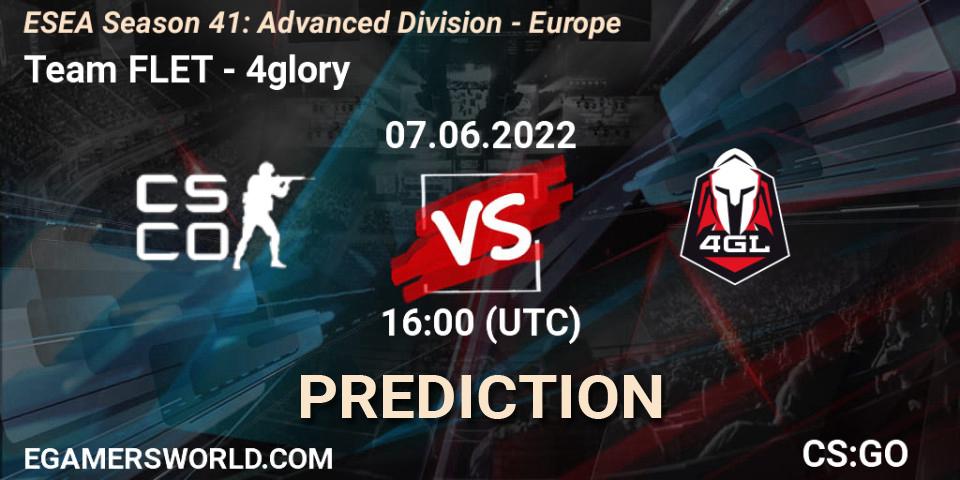 Team FLET vs 4glory: Match Prediction. 07.06.2022 at 16:00, Counter-Strike (CS2), ESEA Season 41: Advanced Division - Europe