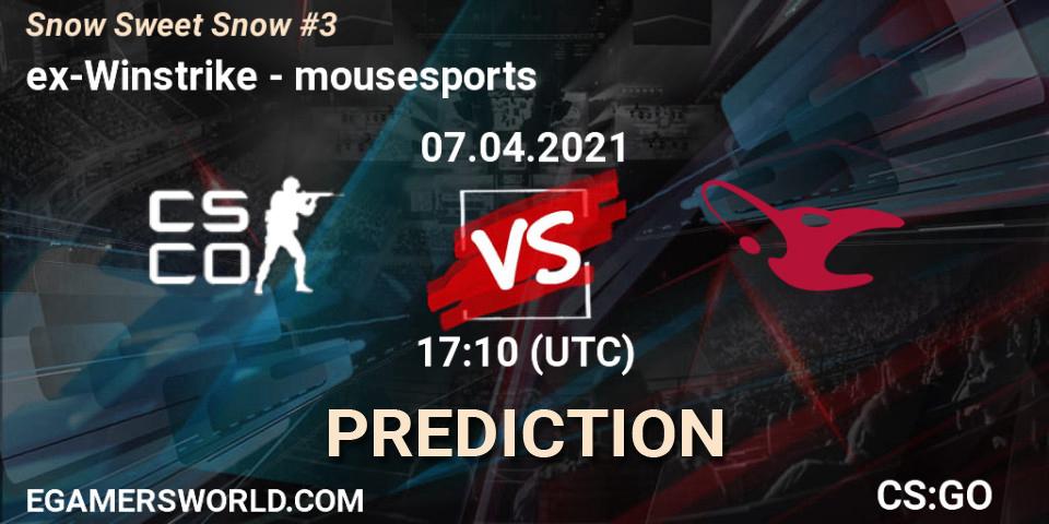 ex-Winstrike vs mousesports: Match Prediction. 07.04.2021 at 17:30, Counter-Strike (CS2), Snow Sweet Snow #3