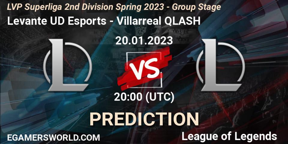 Levante UD Esports vs Villarreal QLASH: Match Prediction. 20.01.2023 at 20:00, LoL, LVP Superliga 2nd Division Spring 2023 - Group Stage