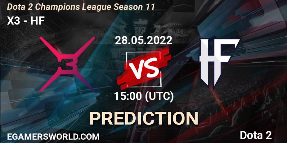 X3 vs HF: Match Prediction. 28.05.2022 at 15:00, Dota 2, Dota 2 Champions League Season 11