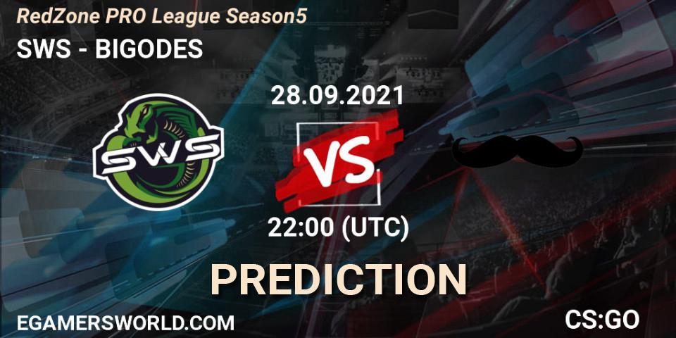SWS vs BIGODES: Match Prediction. 28.09.2021 at 22:00, Counter-Strike (CS2), RedZone PRO League Season 5