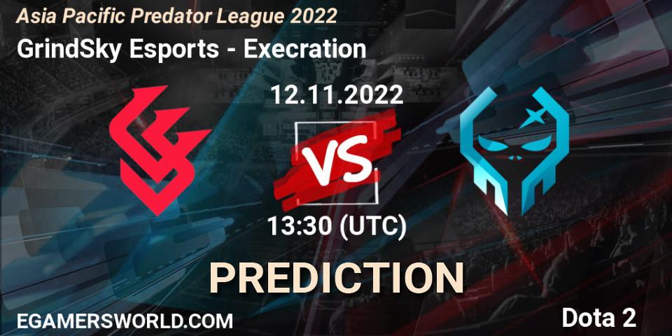 GrindSky Esports vs Execration: Match Prediction. 12.11.2022 at 13:43, Dota 2, Asia Pacific Predator League 2022