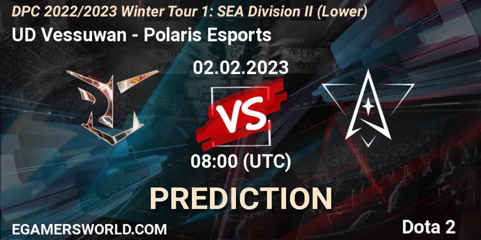 UD Vessuwan vs Polaris Esports: Match Prediction. 03.02.23, Dota 2, DPC 2022/2023 Winter Tour 1: SEA Division II (Lower)