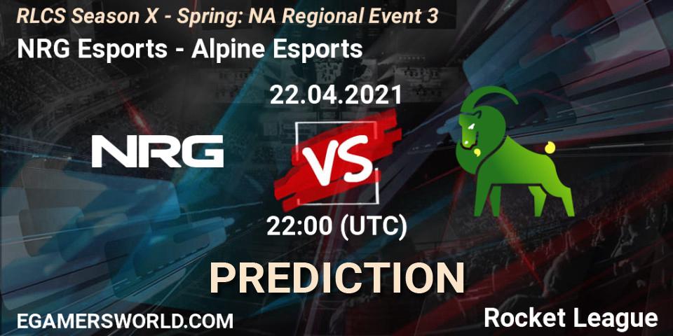 NRG Esports vs Alpine Esports: Match Prediction. 22.04.2021 at 22:00, Rocket League, RLCS Season X - Spring: NA Regional Event 3