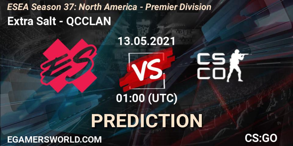 Extra Salt vs QCCLAN: Match Prediction. 13.05.21, CS2 (CS:GO), ESEA Season 37: North America - Premier Division