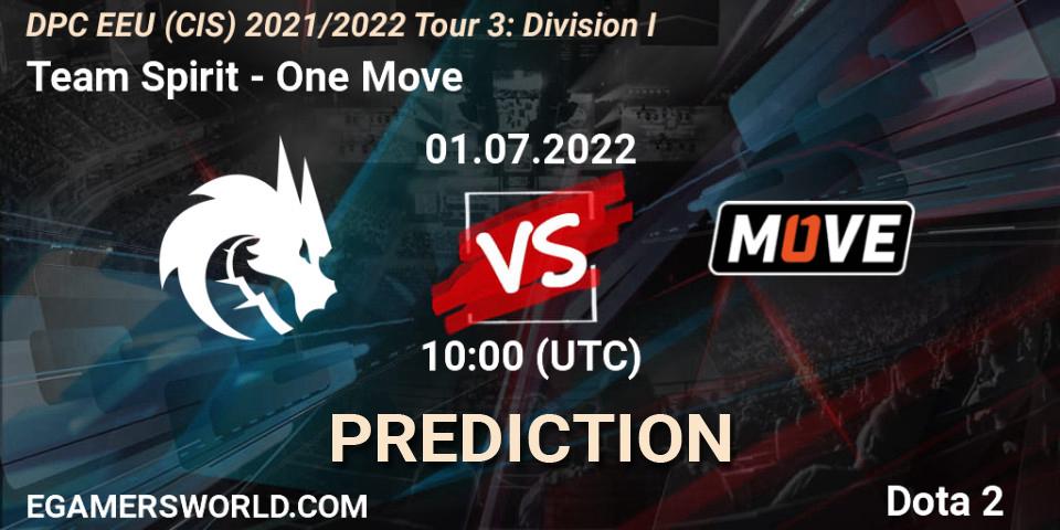 Team Spirit vs One Move: Match Prediction. 01.07.22, Dota 2, DPC EEU (CIS) 2021/2022 Tour 3: Division I