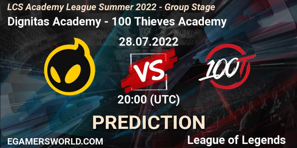 Dignitas Academy vs 100 Thieves Academy: Match Prediction. 28.07.2022 at 20:00, LoL, LCS Academy League Summer 2022 - Group Stage