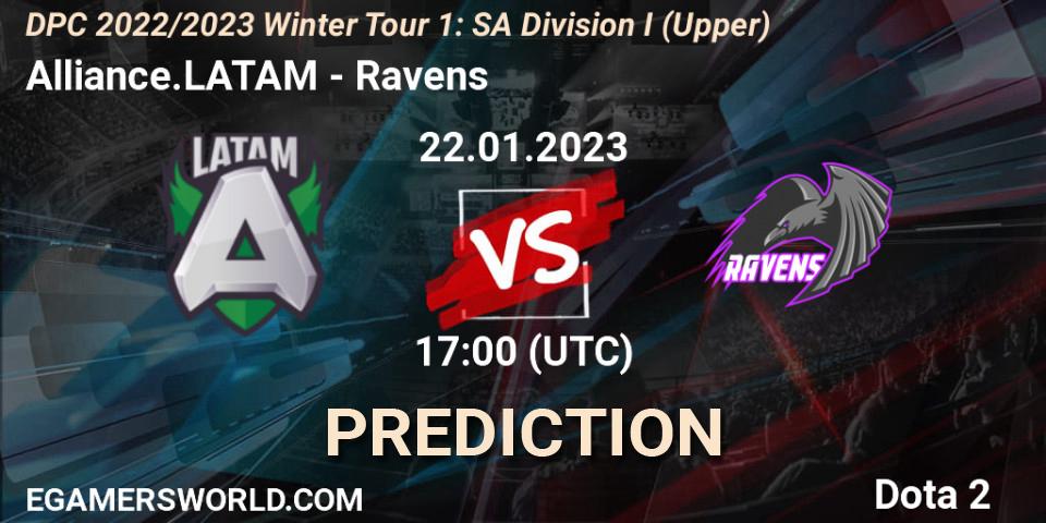 Alliance.LATAM vs Ravens: Match Prediction. 22.01.2023 at 17:04, Dota 2, DPC 2022/2023 Winter Tour 1: SA Division I (Upper) 