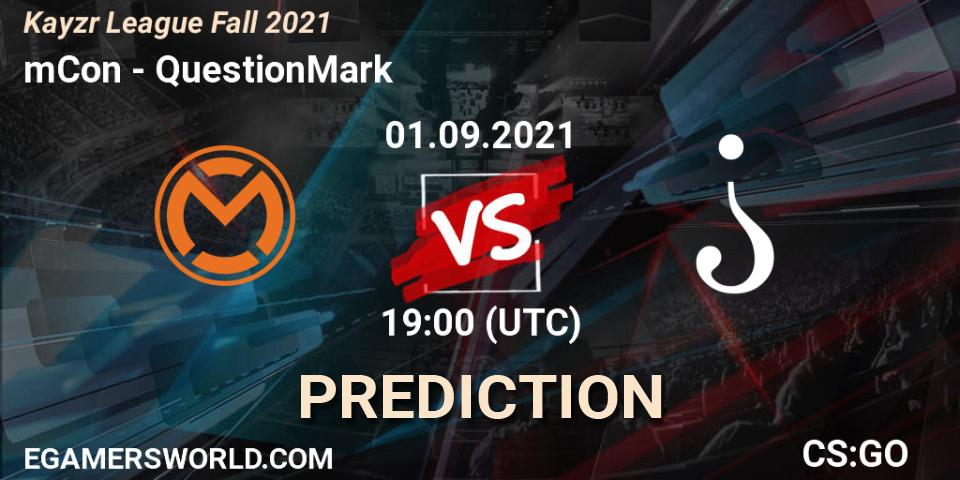 mCon vs QuestionMark: Match Prediction. 01.09.2021 at 19:00, Counter-Strike (CS2), Kayzr League Fall 2021