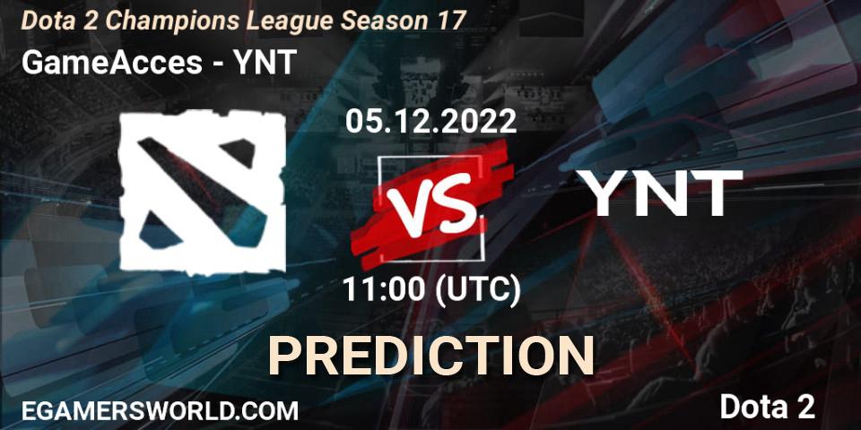 GameAcces vs YNT: Match Prediction. 05.12.22, Dota 2, Dota 2 Champions League Season 17