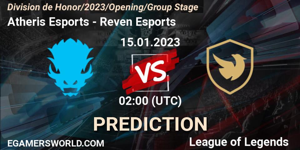 Atheris Esports vs Reven Esports: Match Prediction. 15.01.2023 at 02:00, LoL, División de Honor Opening 2023 - Group Stage