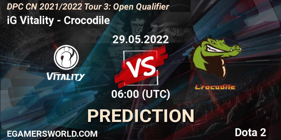iG Vitality vs Crocodile: Match Prediction. 29.05.2022 at 06:02, Dota 2, DPC CN 2021/2022 Tour 3: Open Qualifier