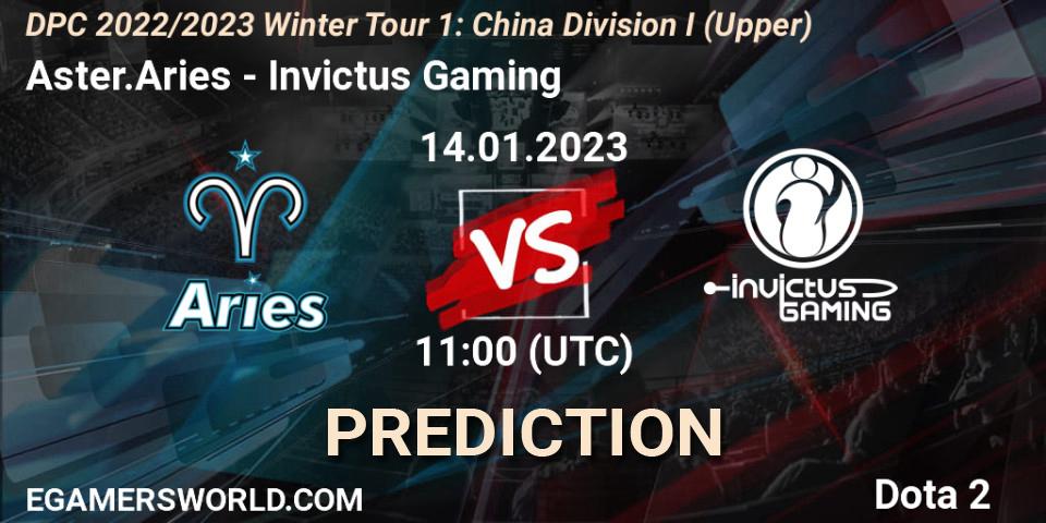 Aster.Aries vs Invictus Gaming: Match Prediction. 14.01.23, Dota 2, DPC 2022/2023 Winter Tour 1: CN Division I (Upper)