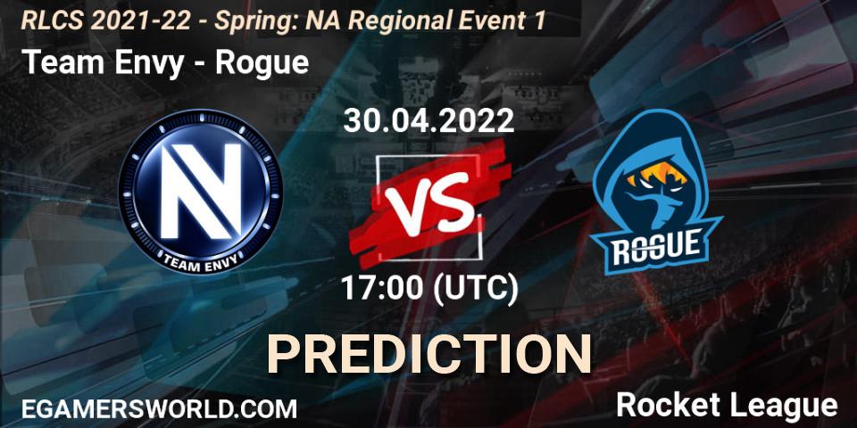 Team Envy vs Rogue: Match Prediction. 30.04.2022 at 17:00, Rocket League, RLCS 2021-22 - Spring: NA Regional Event 1