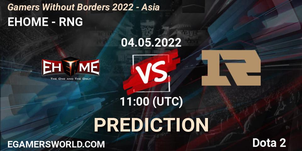 EHOME vs RNG: Match Prediction. 04.05.2022 at 11:01, Dota 2, Gamers Without Borders 2022 - Asia