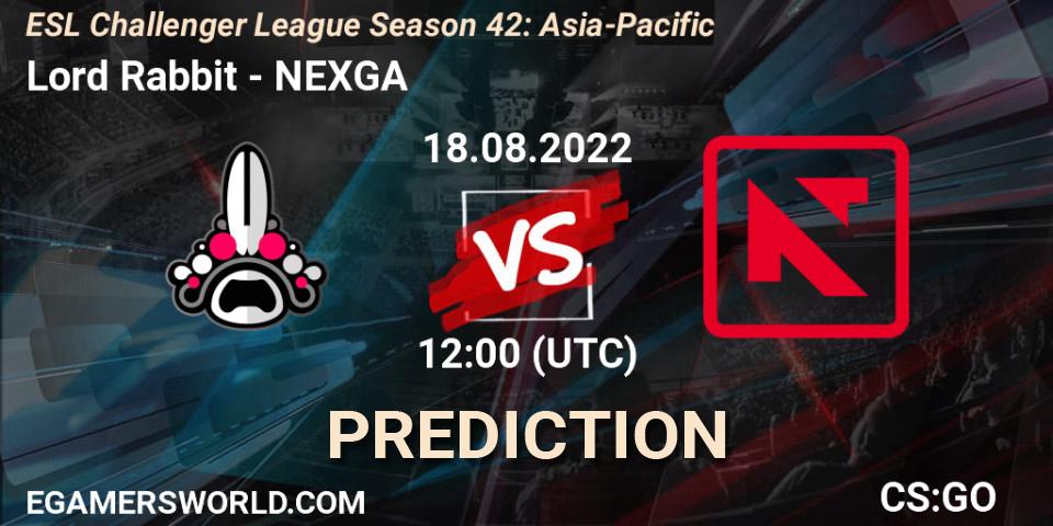 Lord Rabbit vs NEXGA: Match Prediction. 18.08.2022 at 12:00, Counter-Strike (CS2), ESL Challenger League Season 42: Asia-Pacific