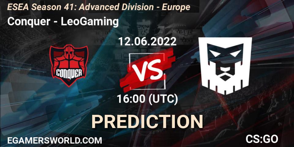 Conquer vs LeoGaming: Match Prediction. 12.06.2022 at 16:00, Counter-Strike (CS2), ESEA Season 41: Advanced Division - Europe