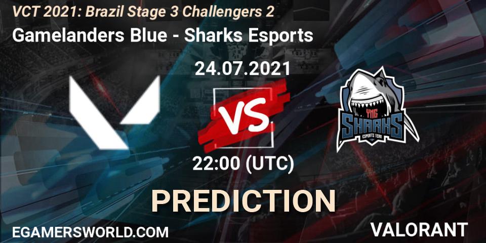 Gamelanders Blue vs Sharks Esports: Match Prediction. 24.07.2021 at 22:30, VALORANT, VCT 2021: Brazil Stage 3 Challengers 2