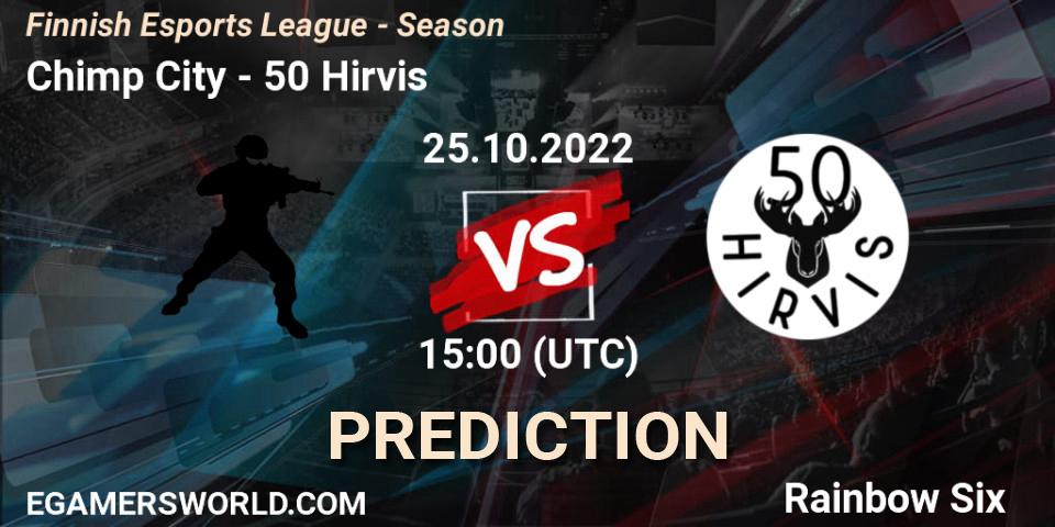Chimp City vs 50 Hirvis: Match Prediction. 26.10.2022 at 18:00, Rainbow Six, Finnish Esports League - Season 