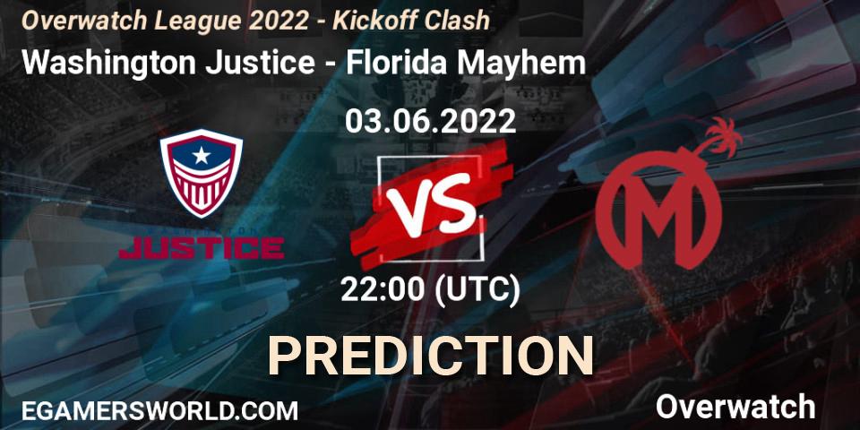 Washington Justice vs Florida Mayhem: Match Prediction. 03.06.22, Overwatch, Overwatch League 2022 - Kickoff Clash