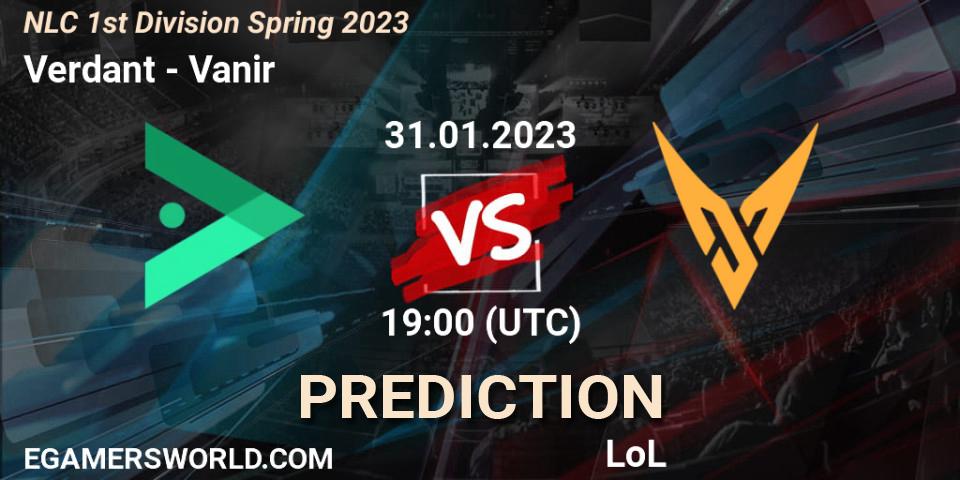Verdant vs Vanir: Match Prediction. 31.01.2023 at 19:15, LoL, NLC 1st Division Spring 2023