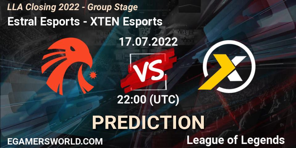 Estral Esports vs XTEN Esports: Match Prediction. 17.07.22, LoL, LLA Closing 2022 - Group Stage