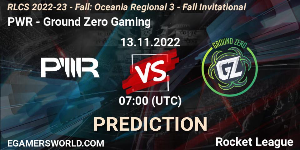 PWR vs Ground Zero Gaming: Match Prediction. 13.11.2022 at 07:00, Rocket League, RLCS 2022-23 - Fall: Oceania Regional 3 - Fall Invitational