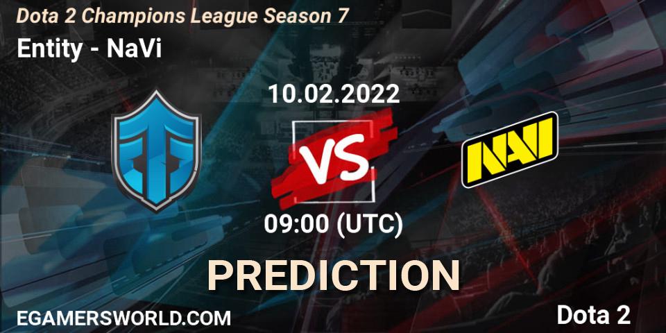 Entity vs NaVi: Match Prediction. 10.02.2022 at 15:31, Dota 2, Dota 2 Champions League 2022 Season 7