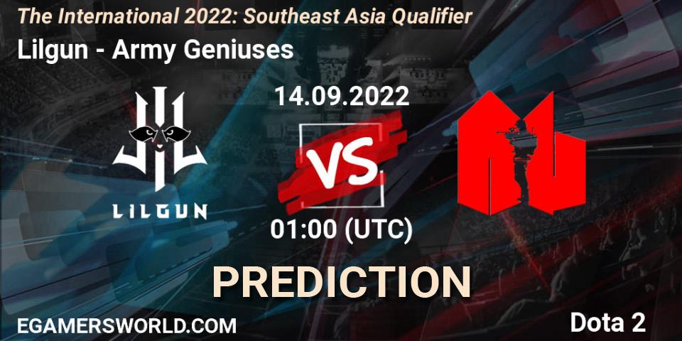 Lilgun vs Army Geniuses: Match Prediction. 14.09.2022 at 01:01, Dota 2, The International 2022: Southeast Asia Qualifier