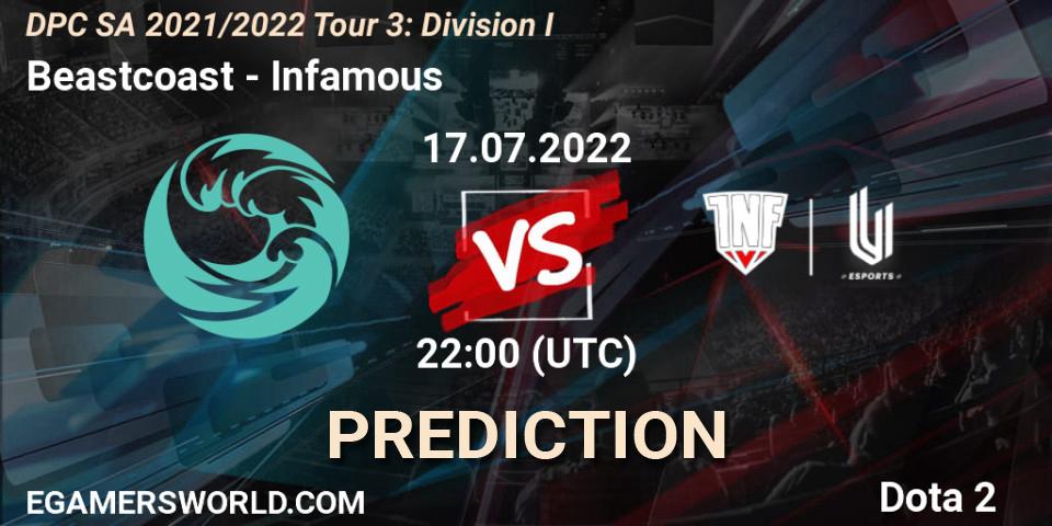 Beastcoast vs Infamous: Match Prediction. 17.07.22, Dota 2, DPC SA 2021/2022 Tour 3: Division I