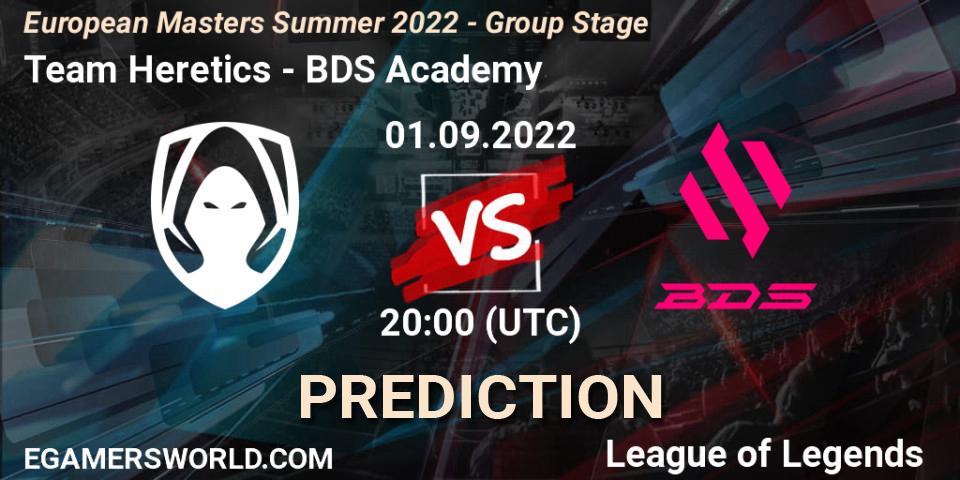 Team Heretics vs BDS Academy: Match Prediction. 01.09.2022 at 20:00, LoL, European Masters Summer 2022 - Group Stage