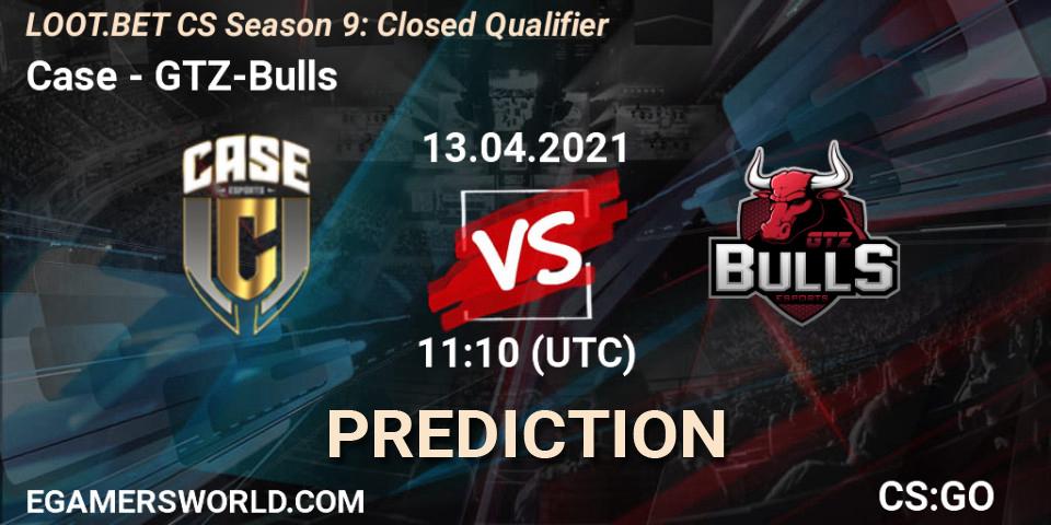 Case vs GTZ-Bulls: Match Prediction. 13.04.2021 at 11:10, Counter-Strike (CS2), LOOT.BET CS Season 9: Closed Qualifier