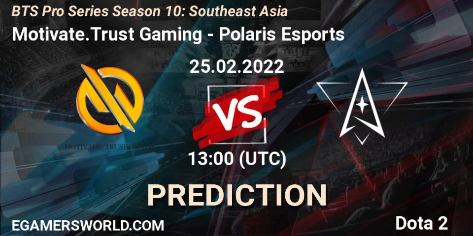 Motivate.Trust Gaming vs Polaris Esports: Match Prediction. 25.02.2022 at 13:11, Dota 2, BTS Pro Series Season 10: Southeast Asia