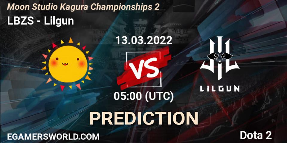 LBZS vs Lilgun: Match Prediction. 13.03.2022 at 05:14, Dota 2, Moon Studio Kagura Championships 2