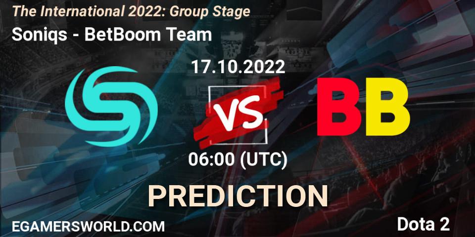Soniqs vs BetBoom Team: Match Prediction. 17.10.2022 at 06:39, Dota 2, The International 2022: Group Stage