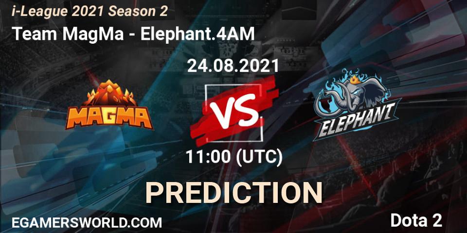 Team MagMa vs Elephant.4AM: Match Prediction. 24.08.2021 at 10:38, Dota 2, i-League 2021 Season 2