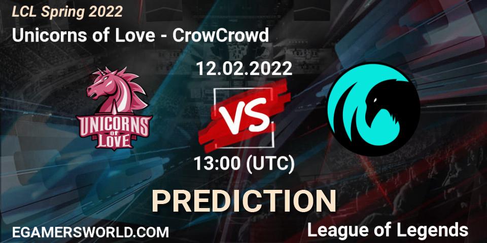 Unicorns of Love vs CrowCrowd: Match Prediction. 12.02.22, LoL, LCL Spring 2022
