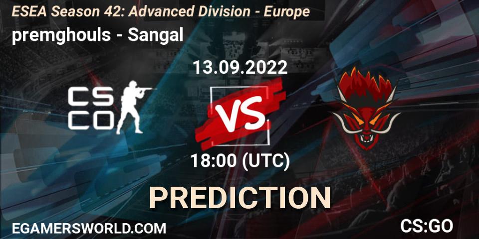 premghouls vs Sangal: Match Prediction. 13.09.2022 at 18:00, Counter-Strike (CS2), ESEA Season 42: Advanced Division - Europe