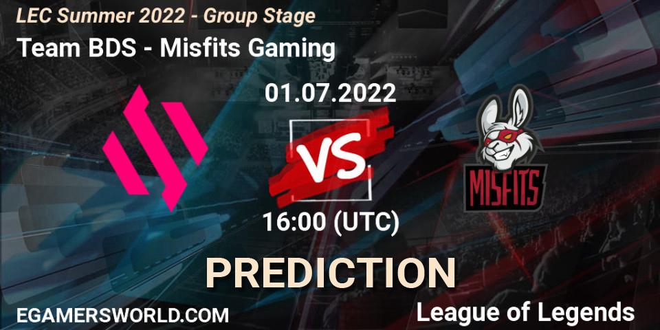 Team BDS vs Misfits Gaming: Match Prediction. 01.07.2022 at 16:00, LoL, LEC Summer 2022 - Group Stage