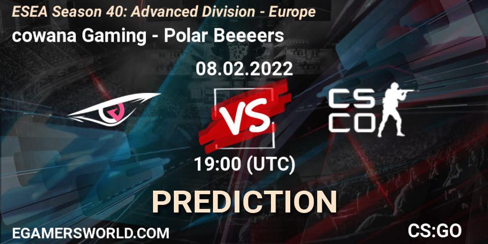 cowana Gaming vs Polar Beeeers: Match Prediction. 08.02.2022 at 19:00, Counter-Strike (CS2), ESEA Season 40: Advanced Division - Europe