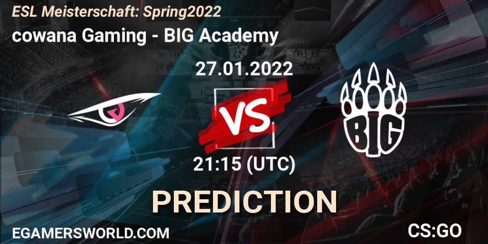 cowana Gaming vs BIG Academy: Match Prediction. 27.01.2022 at 21:30, Counter-Strike (CS2), ESL Meisterschaft: Spring 2022