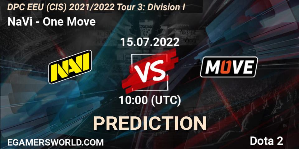 NaVi vs One Move: Match Prediction. 15.07.2022 at 10:00, Dota 2, DPC EEU (CIS) 2021/2022 Tour 3: Division I