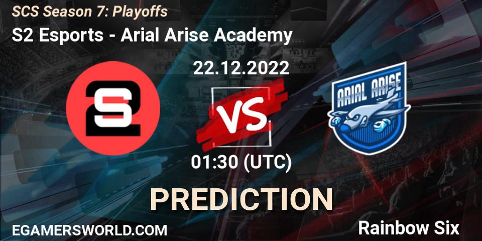 S2 Esports vs Arial Arise Academy: Match Prediction. 22.12.2022 at 01:30, Rainbow Six, SCS Season 7: Playoffs