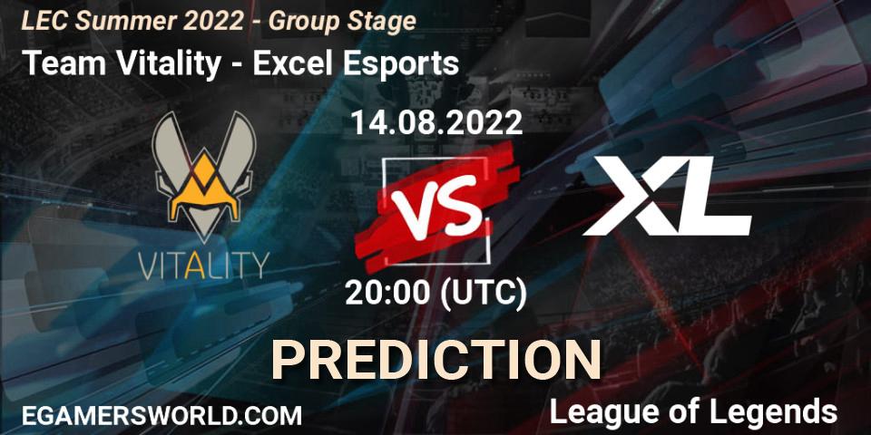 Team Vitality vs Excel Esports: Match Prediction. 14.08.22, LoL, LEC Summer 2022 - Group Stage