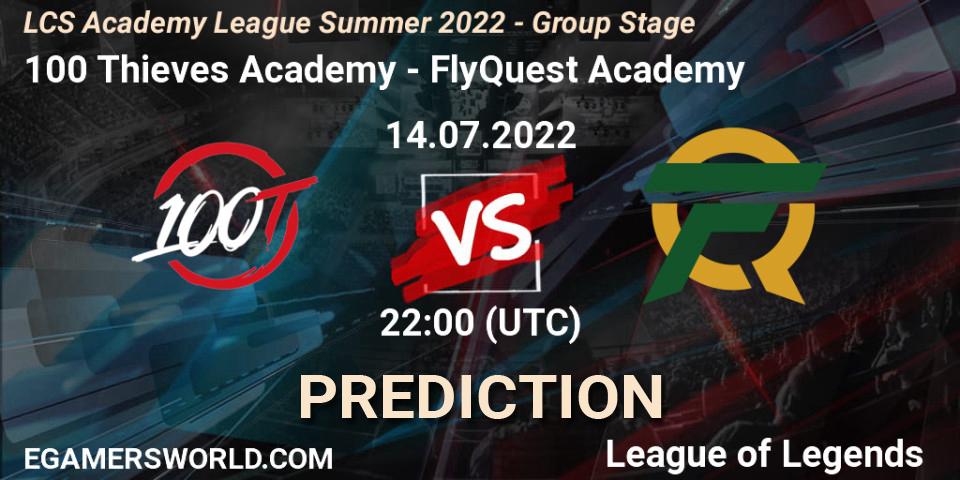 100 Thieves Academy vs FlyQuest Academy: Match Prediction. 14.07.22, LoL, LCS Academy League Summer 2022 - Group Stage