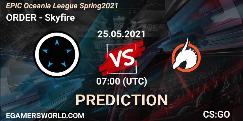 ORDER vs Skyfire: Match Prediction. 25.05.21, CS2 (CS:GO), EPIC Oceania League Spring 2021