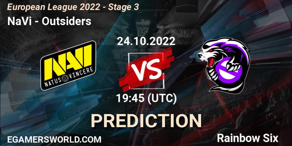 NaVi vs Outsiders: Match Prediction. 24.10.22, Rainbow Six, European League 2022 - Stage 3