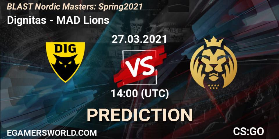 Dignitas vs MAD Lions: Match Prediction. 27.03.2021 at 14:00, Counter-Strike (CS2), BLAST Nordic Masters: Spring 2021