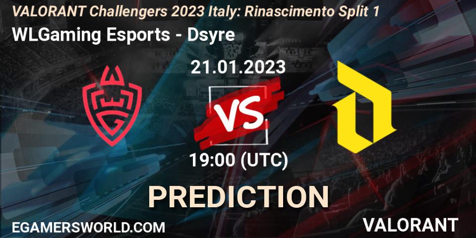 WLGaming Esports vs Dsyre: Match Prediction. 21.01.2023 at 19:00, VALORANT, VALORANT Challengers 2023 Italy: Rinascimento Split 1