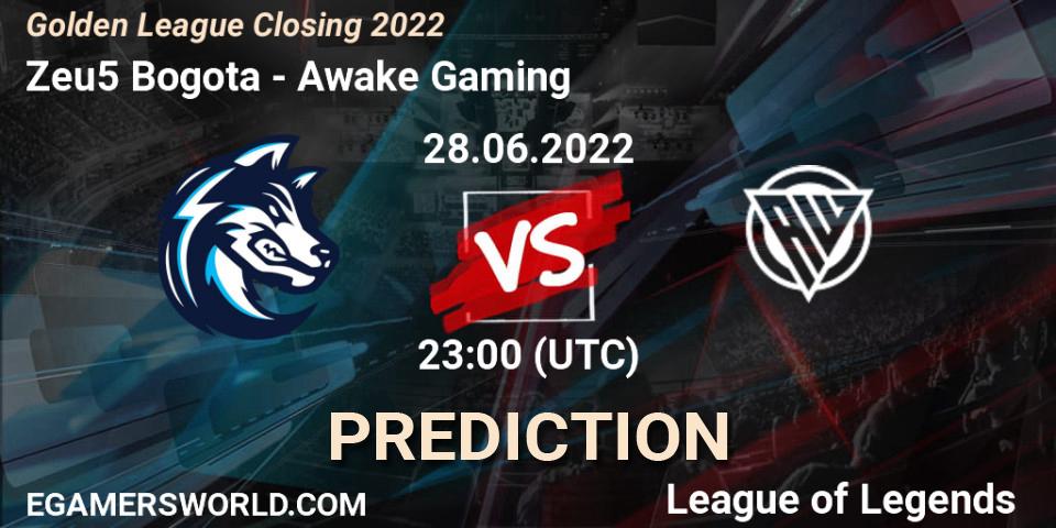 Zeu5 Bogota vs Awake Gaming: Match Prediction. 29.06.2022 at 00:00, LoL, Golden League Closing 2022